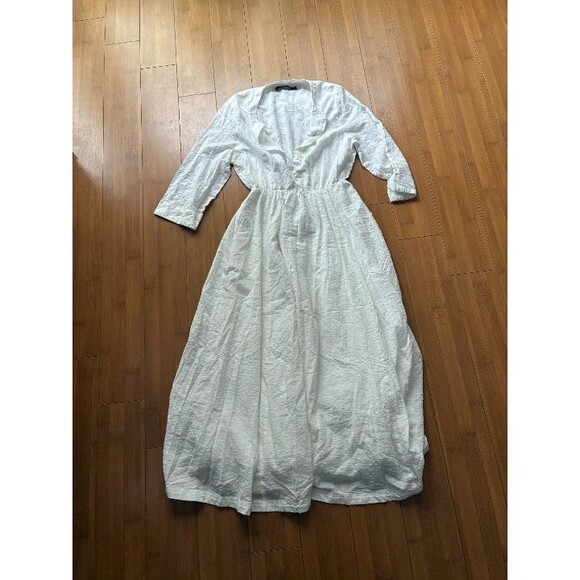 Jenni Kayne White Long Sleeve Button Front V Neck Maxi Dress Size Small - Picture 2 of 6